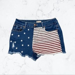 YMI American Flag Denim jean Cutoff Shorts